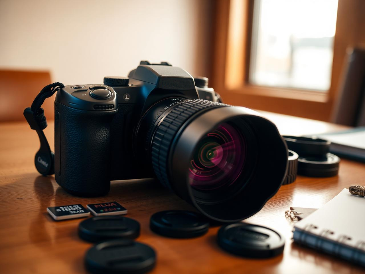 Appareil photo professionnel avec téléobjectif